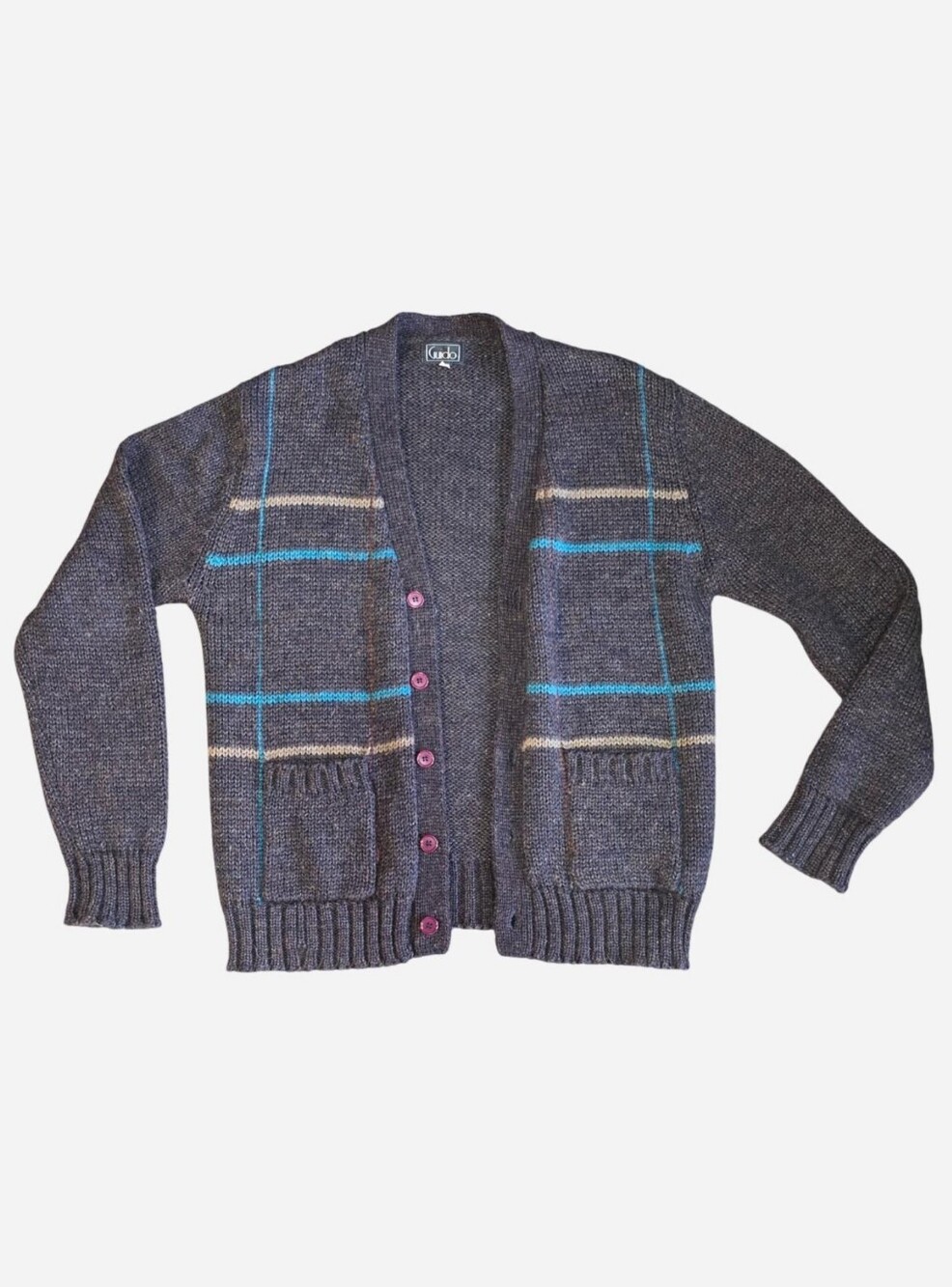 Vintage 80s XL Guido Plum Cardigan